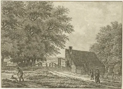 Landschap bij Overveen met wandelaars