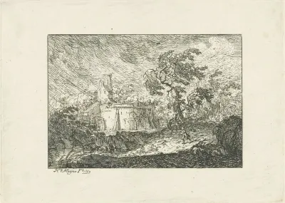 Landschap bij regen en storm