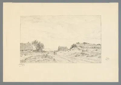 Landschap bij Wijster met enkele huizen en mensen