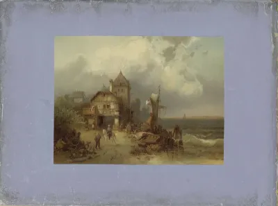 Landschap bij zee naar een schilderij