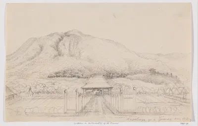 Landschap en buitenverblijf Argalingga op de Ciremai, West-Java