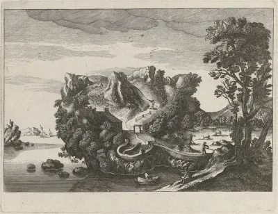 Landschap in de vorm van een mannenhoofd
