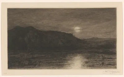 Landschap in maanlicht bij Villa Caprera