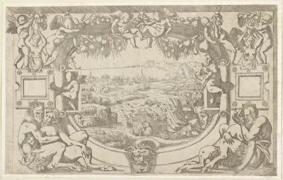 Landschap in ornamentale omlijsting