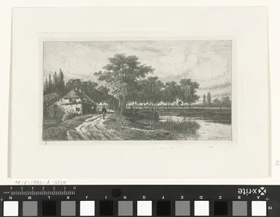 Landschap met aangemeerde boot