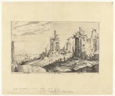 Landschap met antieke ruïnes