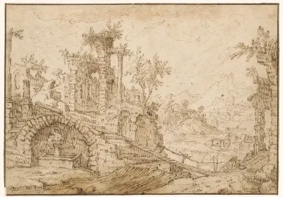 Landschap met antieke ruïnes