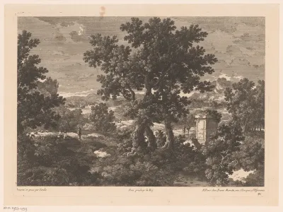 Landschap met antieke sokkel