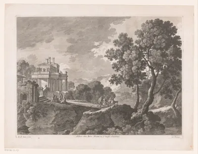 Landschap met antieke tempel