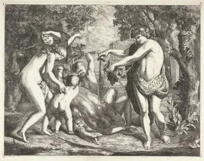 Landschap met bacchanaal, met Bacchus