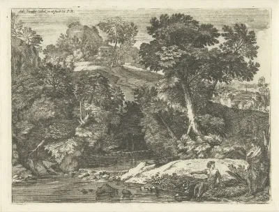 Landschap met bader