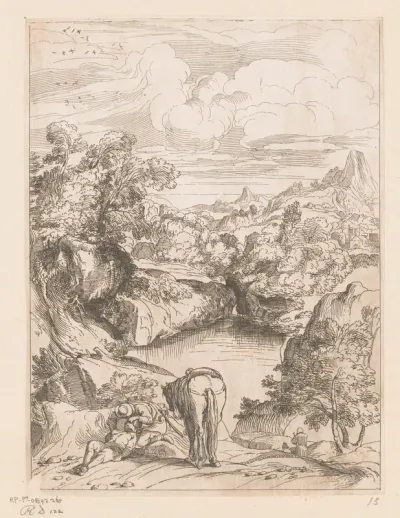 Landschap met barmhartige Samaritaan