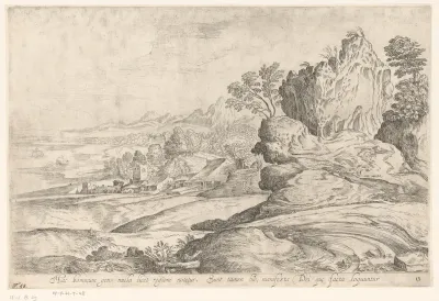 Landschap met bebouwing aan de waterkant