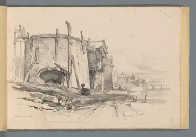 Landschap met bebouwing aan het water