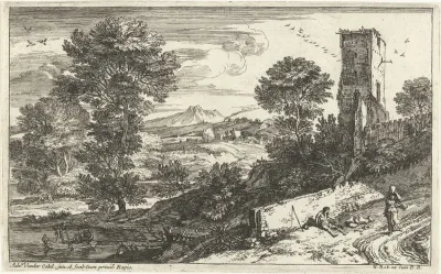 Landschap met bedelaar