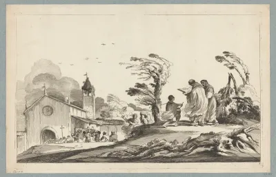 Landschap met begrafenisstoet