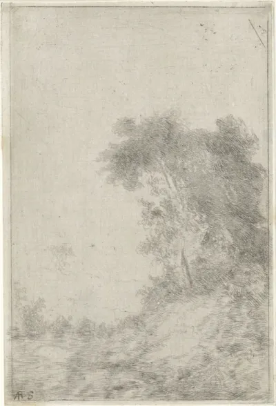 Landschap met begroeide heuvel