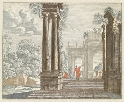Landschap met begroeide Romeinse ruïnes