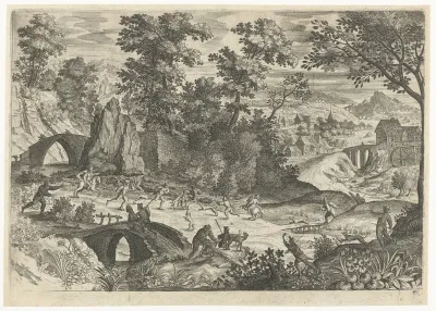 Landschap met berenjacht