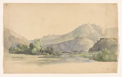Landschap met bergen en bomen