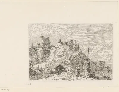 Landschap met biddende pelgrim