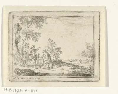 Landschap met boer en herder