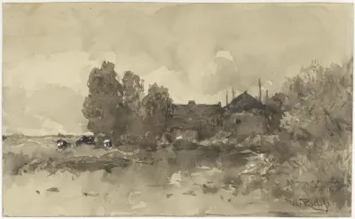 Landschap met boerderij