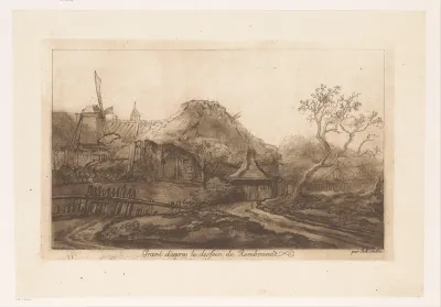 Landschap met boerderij en molen