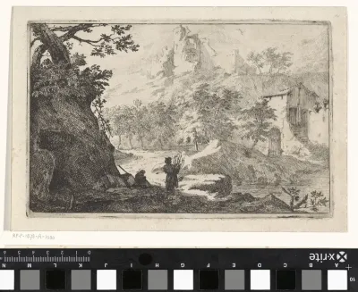 Landschap met boerderij en ruïne