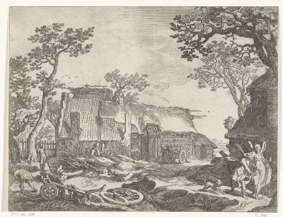 Landschap met boerderij en Tobias en de engel