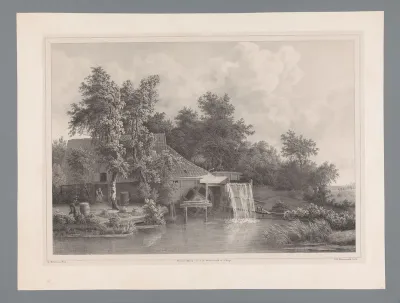 Landschap met boerderij en watermolen