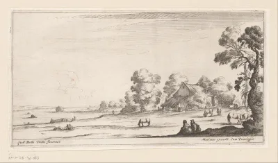 Landschap met boerenhuis en rustende figuren