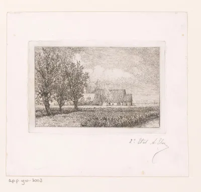 Landschap met boerenwoning