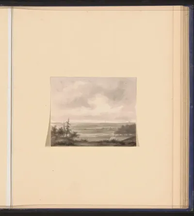 Landschap met bomen en bebouwing