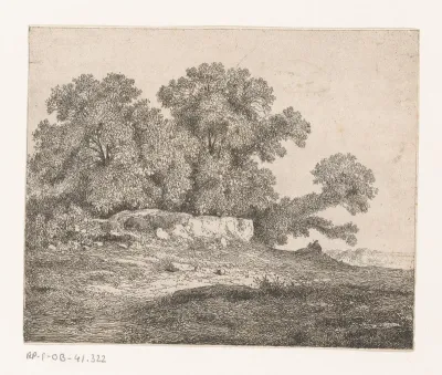 Landschap met bomen en herders