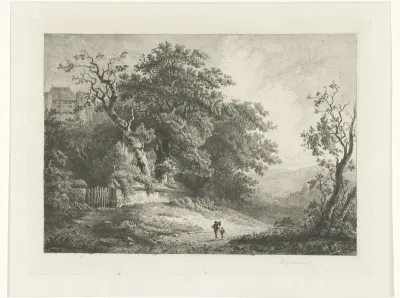 Landschap met bomen en kasteel