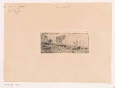 Landschap met bomen en klein figuur