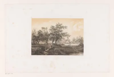 Landschap met bomen en watermolen
