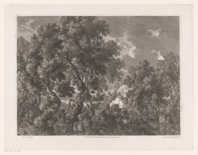 Landschap met bomen in storm