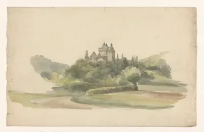 Landschap met bomen kasteel