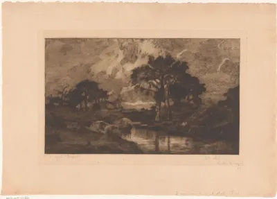 Landschap met bomen langs water