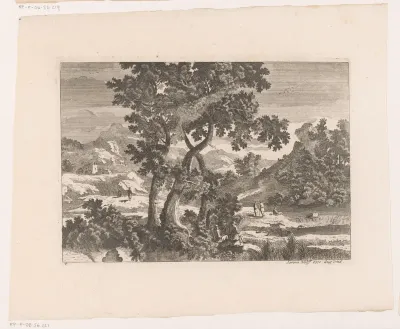 Landschap met bomen op de voorgrond