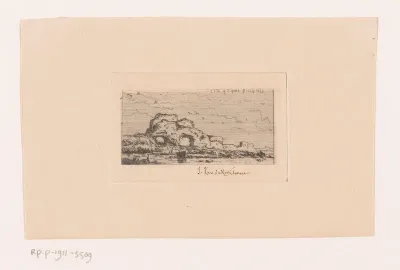 Landschap met boogvormige ruïne