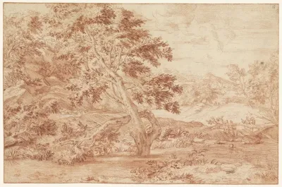 Landschap met boom in het water
