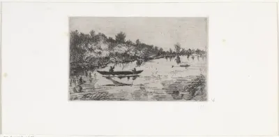 Landschap met bootje op het water