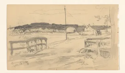 Landschap met brug en boerderijen bij Son