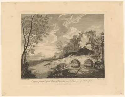 Landschap met brug en rotsen
