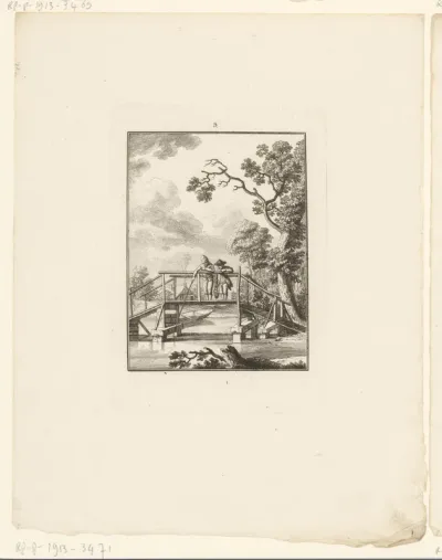 Landschap met brug over een sloot