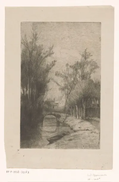Landschap met brug over een sloot