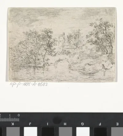 Landschap met brug over het water